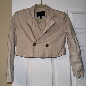 Banana Republic Jacket Womens Beige Linen Blend Cropped Blazer Coat Business